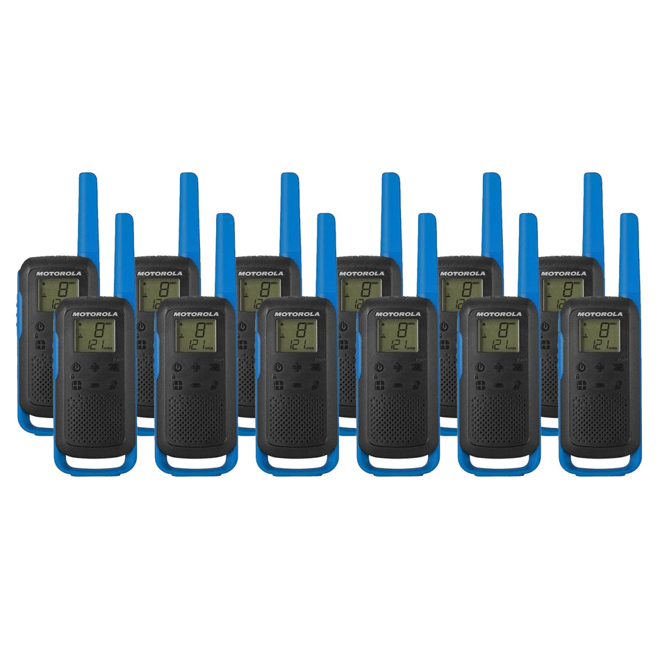 Motorola TALKABOUT T62 Twelve Pack Walkie Talkies in Blue Two Way Radios Motorola