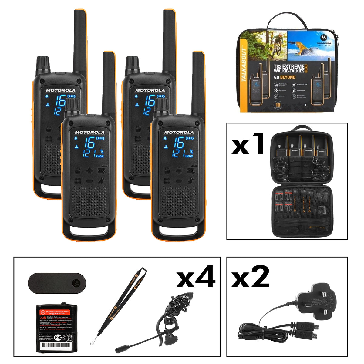 Motorola TALKABOUT T82 Extreme Quad Walkie Talkies Two Way Radios Motorola