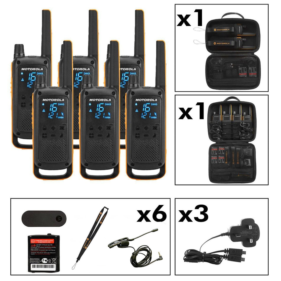 Motorola TALKABOUT T82 Extreme Six Pack Walkie Talkies Two Way Radios Motorola