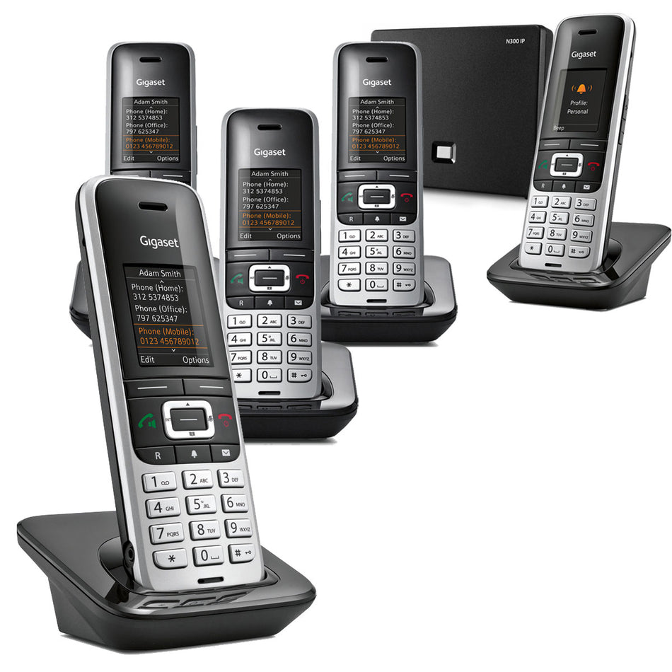 Gigaset Premium 100A VoIP Cordless Phone, Five Handset Landline Phones Gigaset