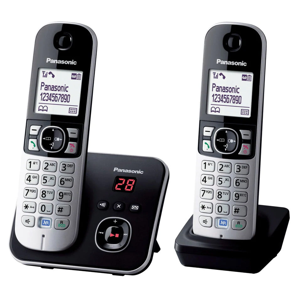 Panasonic KX-TG 6822 Cordless Phone, Twin Handset with Answer Machine Landline Phones Panasonic