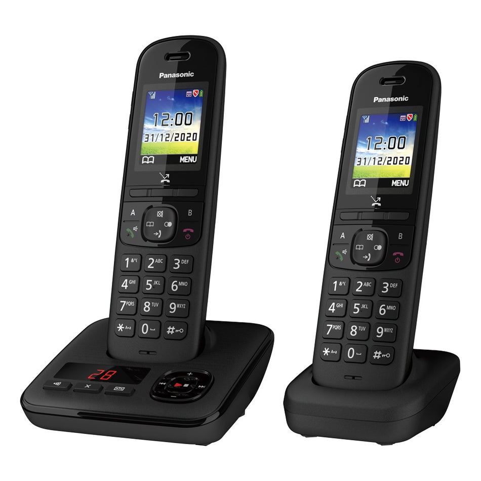 Panasonic KX-TGH722EB Digital Cordless Telephone with Automated Call Block and Answering Machine Landline Phones Panasonic