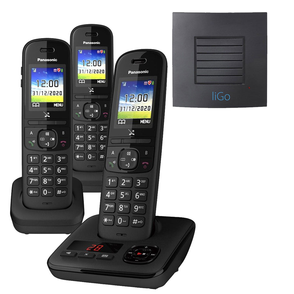 Panasonic KX-TGH723EB Trio Cordless Telephone with Long Range Landline Phones Panasonic