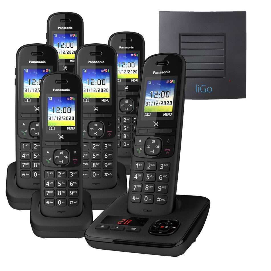 Panasonic KX-TGH726EB Sextet Cordless Telephone with Long Range Landline Phones Panasonic