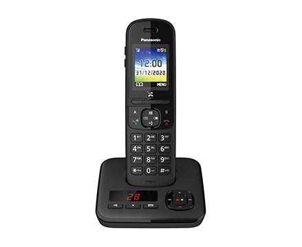 Panasonic KX-TGH725EB Cordless Telephone, Five Handsets with Automated Call Block and Answering Machine Landline Phones Panasonic