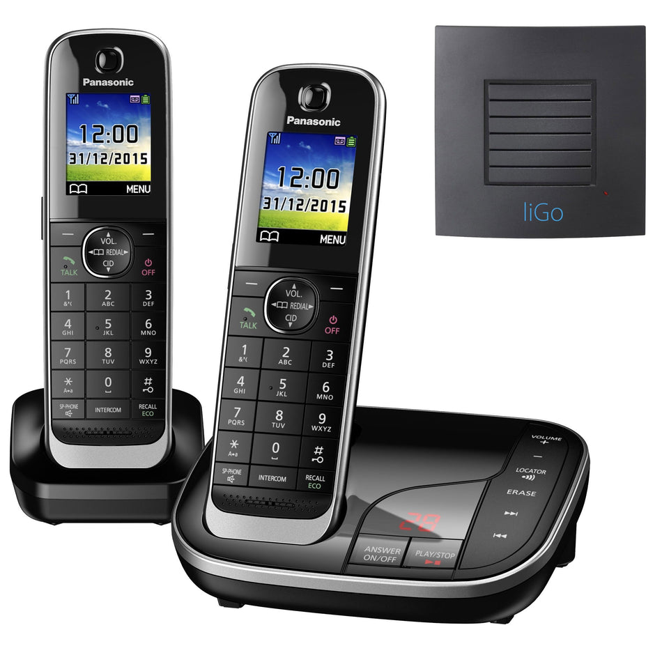 Panasonic KX-TGJ322EB Twin Long Range Cordless Phone Landline Phones Panasonic