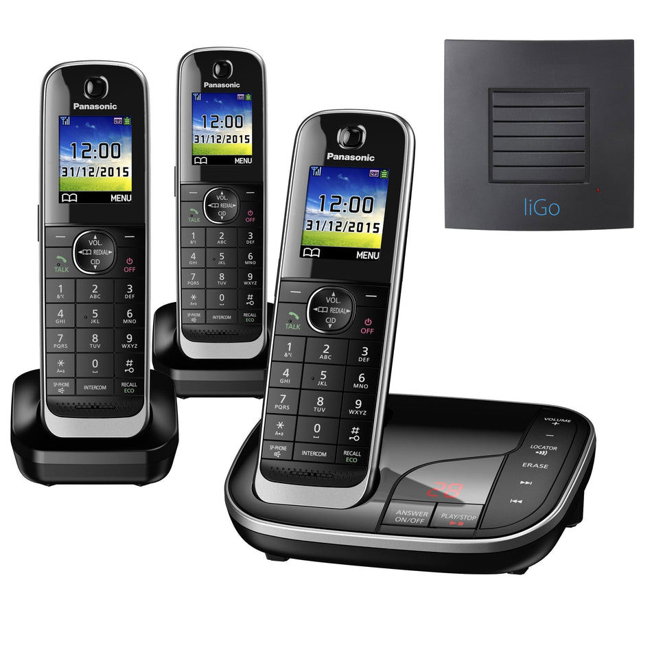 Panasonic KX-TGJ323EB Trio Long Range Cordless Phone Landline Phones Panasonic