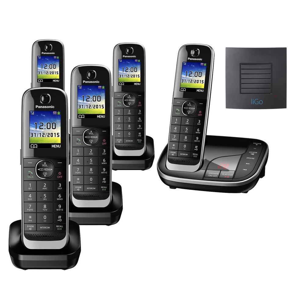 Panasonic KX-TGJ325EB Quint Long Range Cordless Phone Landline Phones Panasonic