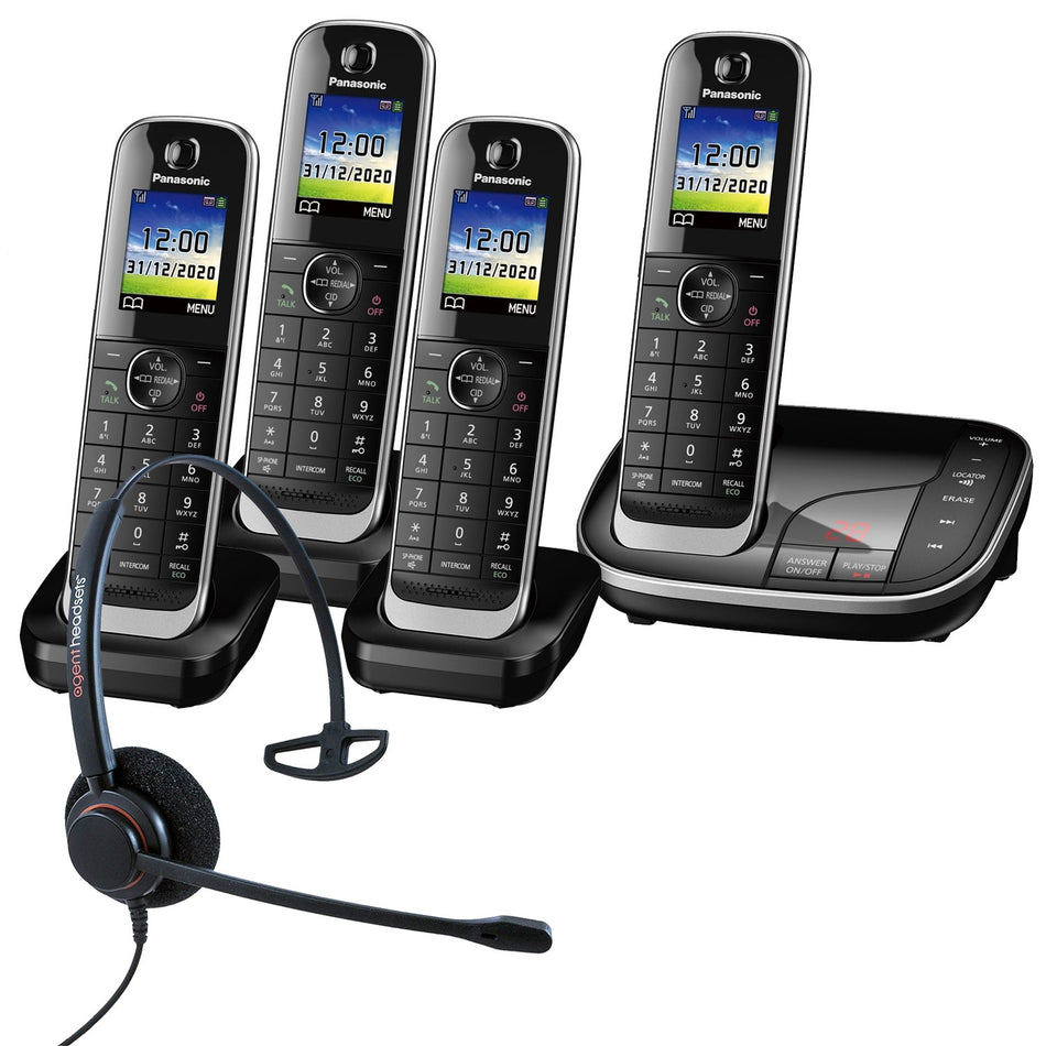 Panasonic KX-TGJ324EB Quad Cordless Phones with Corded Headset