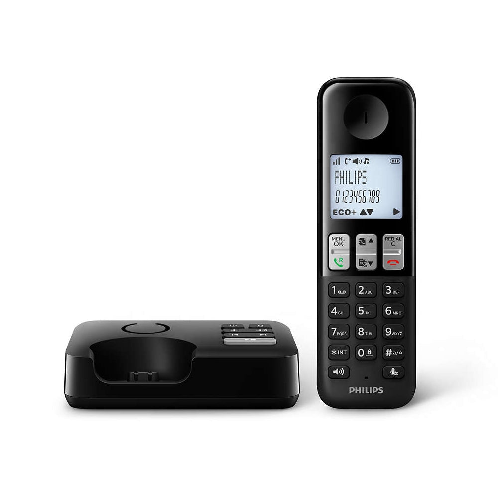 Philips D2552B Cordless Phone, Twin Handset with Answer Machine Landline Phones Philips