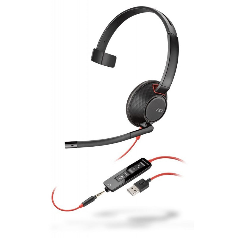 Plantronics Blackwire 5210 USB-A Mono Corded Headset with 3.5mm Connection Corded Headsets Plantronics