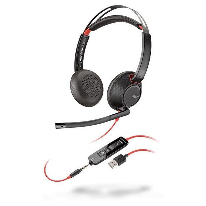Plantronics Blackwire 5220 USB-A Stereo Corded Headset with 3.5mm Connection Corded Headsets Plantronics