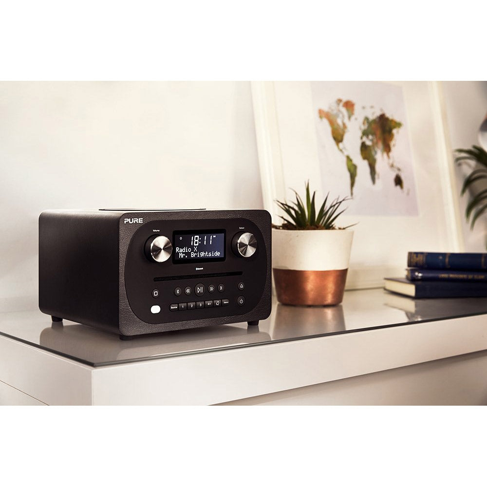 Pure Evoke C-D4 Bluetooth DAB Radio & CD Player in Black Digital Radios Pure