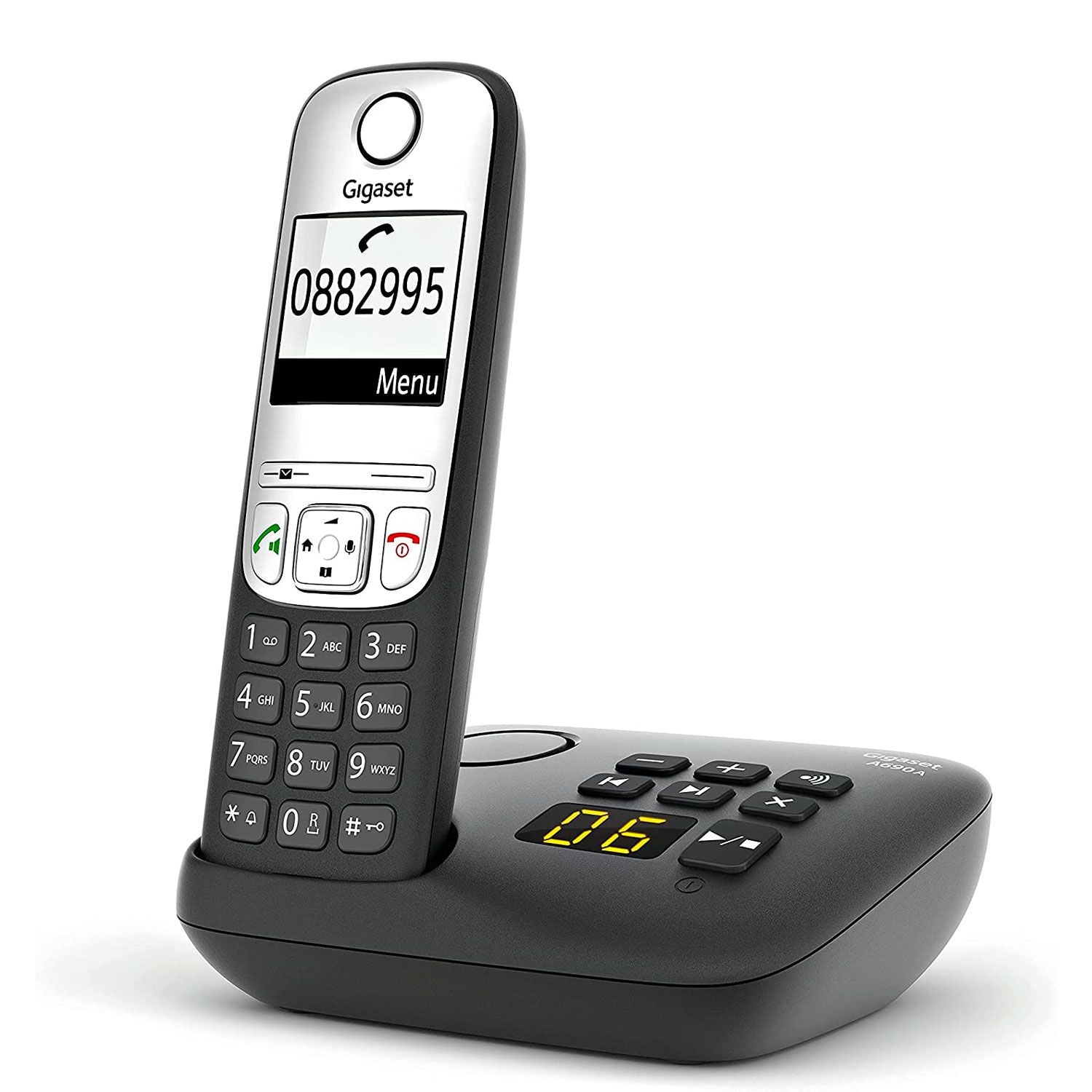 Gigaset A690A Cordless Phone, Single Handset with Answer Machine Landline Phones Gigaset