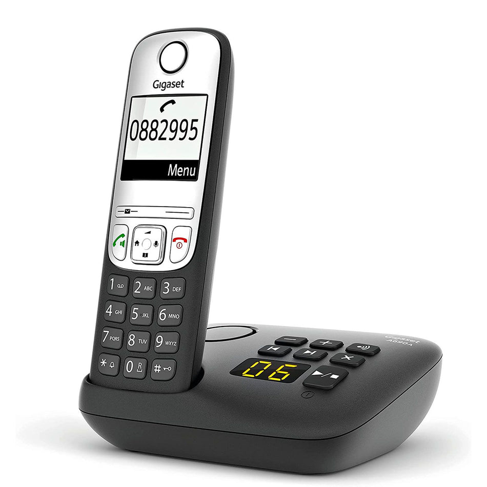 Gigaset A690A Cordless Phone, Single Handset with Answer Machine Landline Phones Gigaset