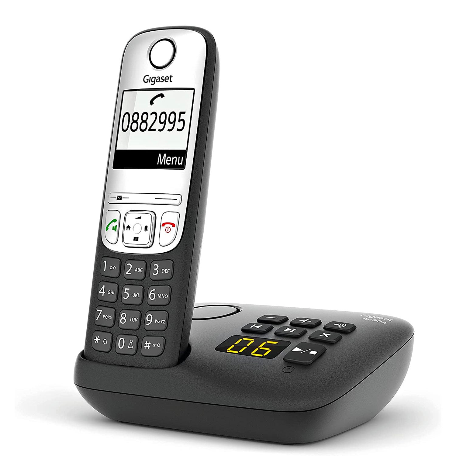 Gigaset A690A Cordless Phone, Quad Handset with Answer Machine Landline Phones Gigaset