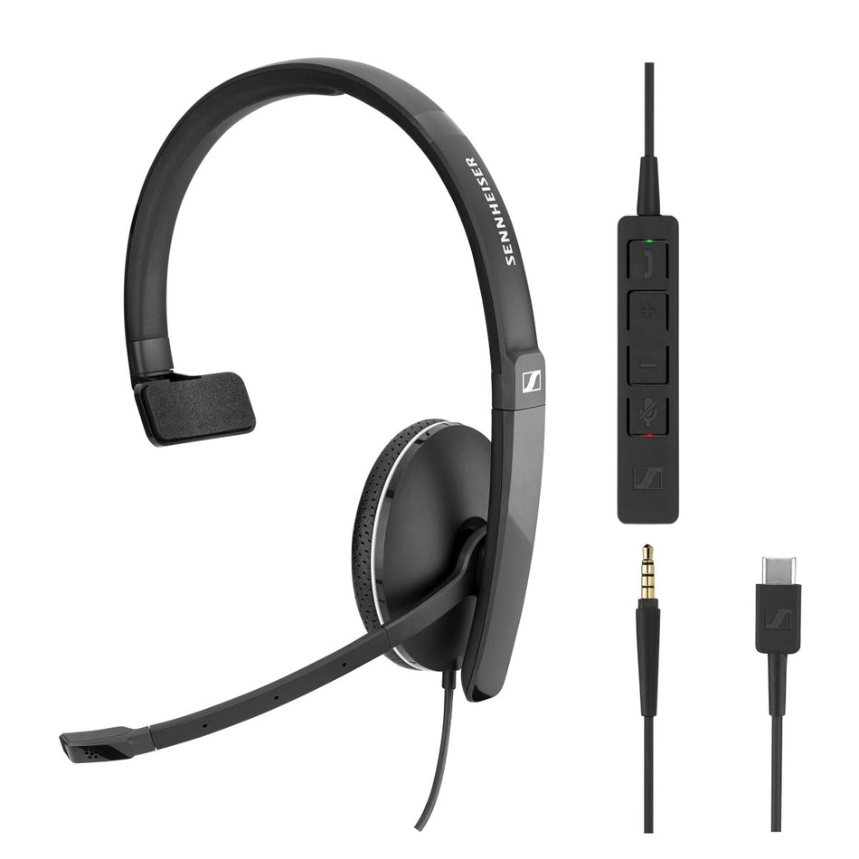 Sennheiser SC 135 USB-C & 3.5mm Mono Corded Headset for PC & Mobile