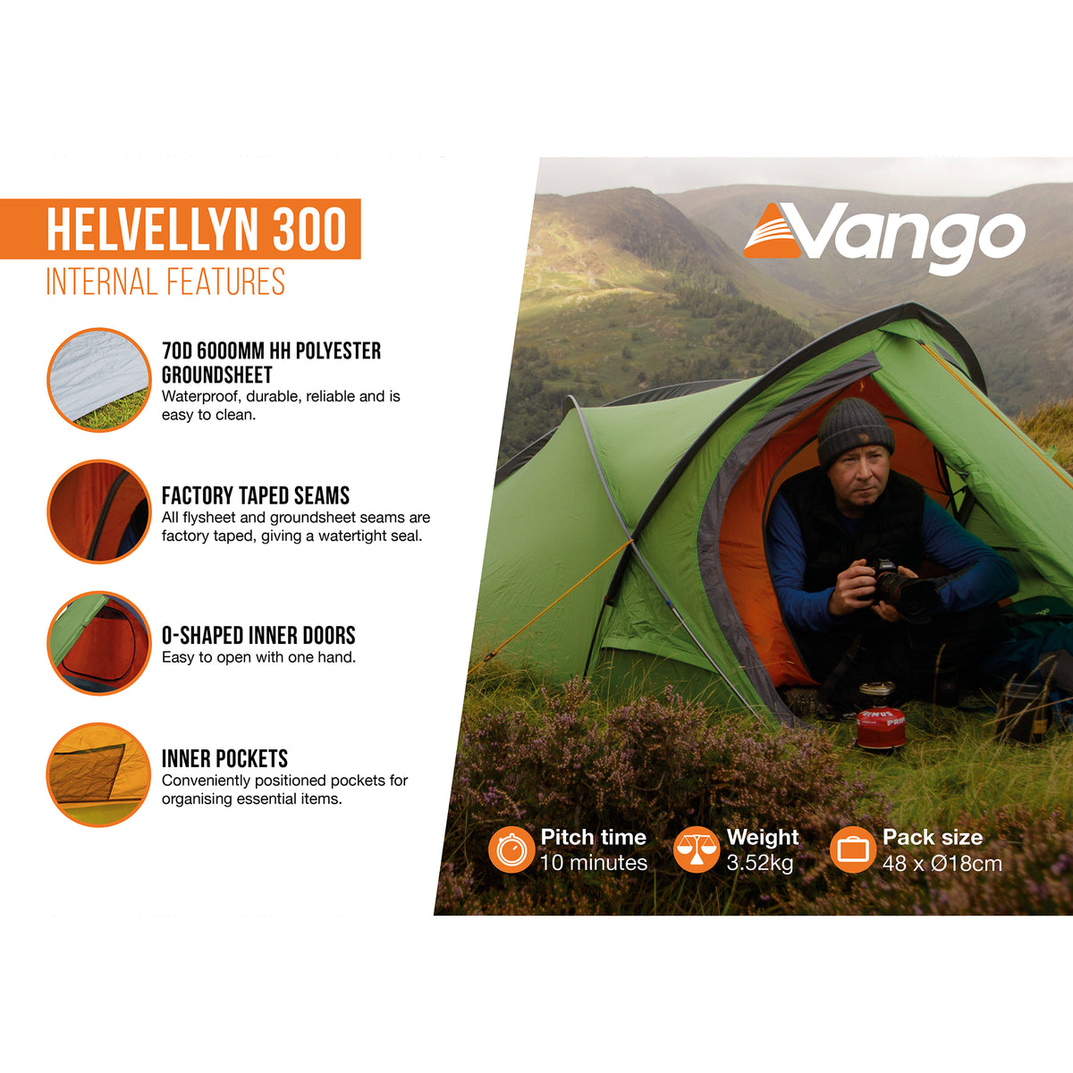 Vango Helvellyn 300 3-Person Tent Tents Vango