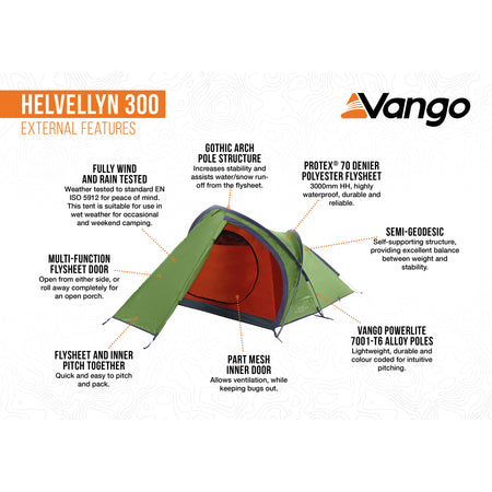 Vango Helvellyn 300 3-Person Tent Tents Vango