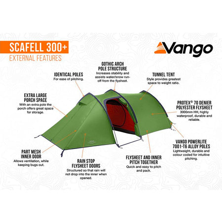 Vango Scafell 300 Plus 3-Person Trekking Tent Tents Vango