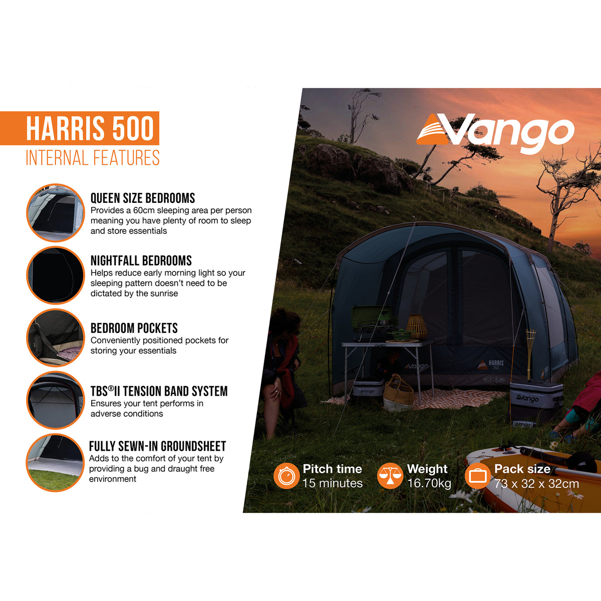 Vango Harris 500 5-Person Tent & Sleeping Bundle Tents Vango