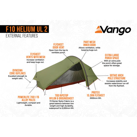 Vango F10 Helium UL 2 Lightweight Tent Tents Vango