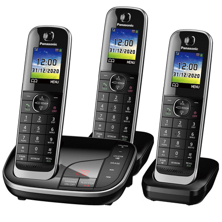 Panasonic KX-TGJ323EB Cordless Phone, Trio Handset with Nuisance Call Blocker Landline Phones Panasonic