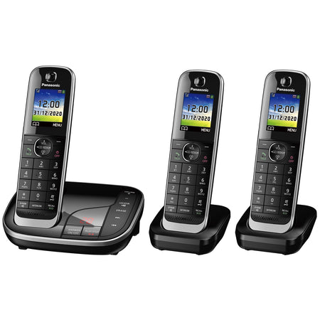 Panasonic KX-TGJ323EB Cordless Phone, Trio Handset with Nuisance Call Blocker Landline Phones Panasonic