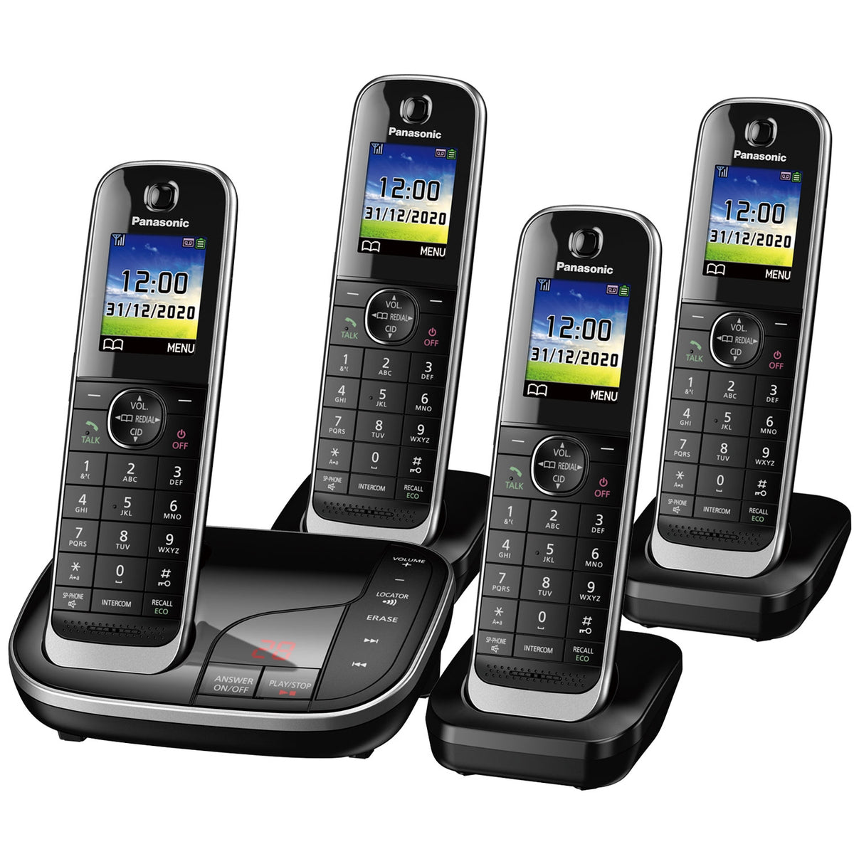 Panasonic KX-TGJ324EB Cordless Phone, Quad Handset with Nuisance Call Blocker Landline Phones Panasonic