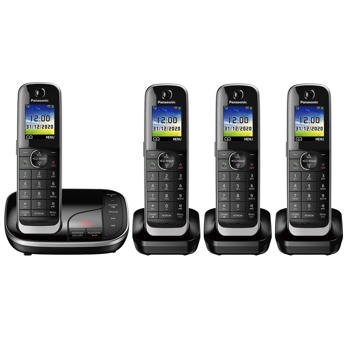 Panasonic KX-TGJ324EB Cordless Phone, Quad Handset with Nuisance Call Blocker Landline Phones Panasonic