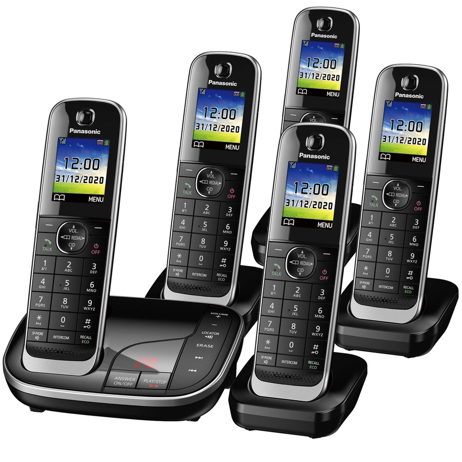 Panasonic KX-TGJ325EB Cordless Phone, Five Handsets with Nuisance Call Blocker