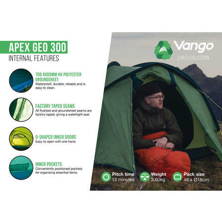 Vango Apex Geo 300 3-Person Tent Tents Vango