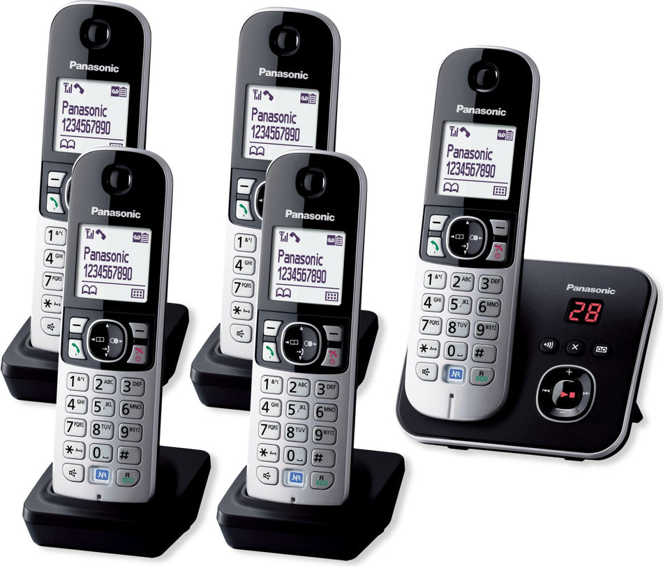 Panasonic KX-TG 6825 Cordless Phone, Five Handsets with Answer Machine