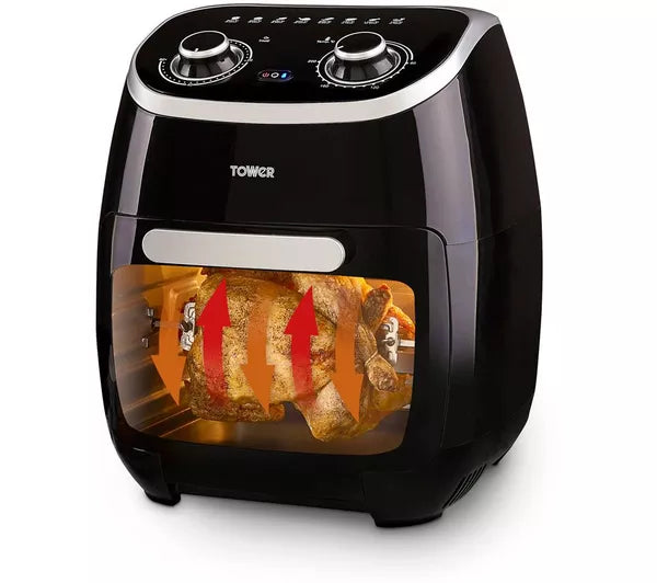 Tower Xpress 2000W 11 Litre 5-in-1 Manual Air Fryer Oven with Rotisserie Air Fryers Tower   