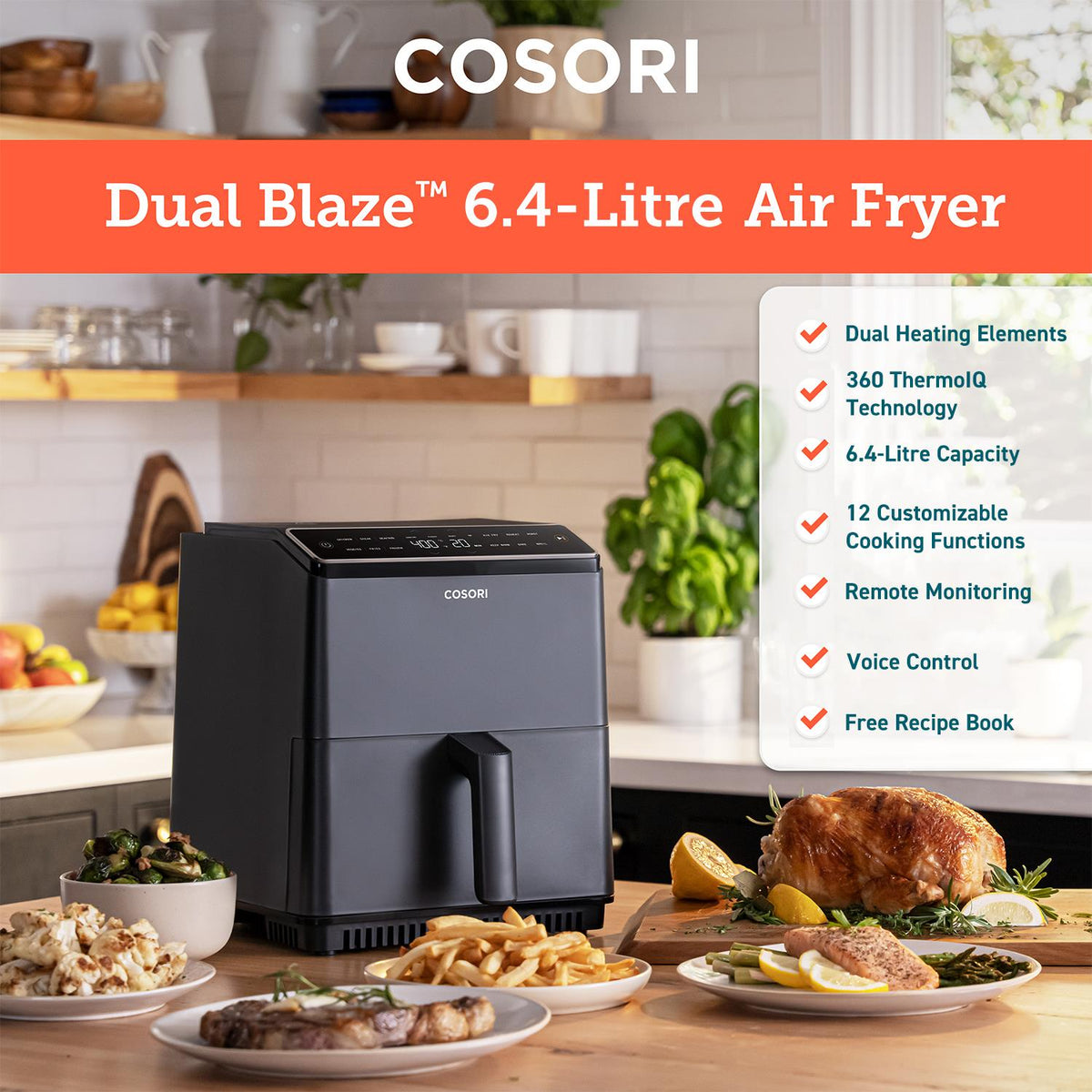 COSORI Dual Blaze 6.4 Litre Smart Air Fryer Air Fryers Cosori   