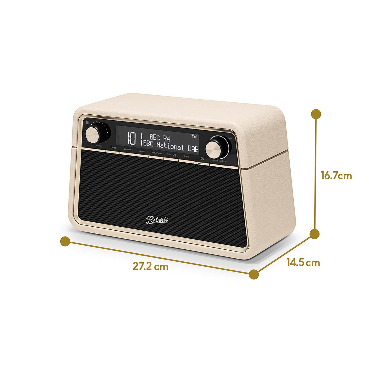 Roberts Reva Tabletop DAB Radio & Bluetooth Speaker in Pastel Cream Digital Radios Roberts