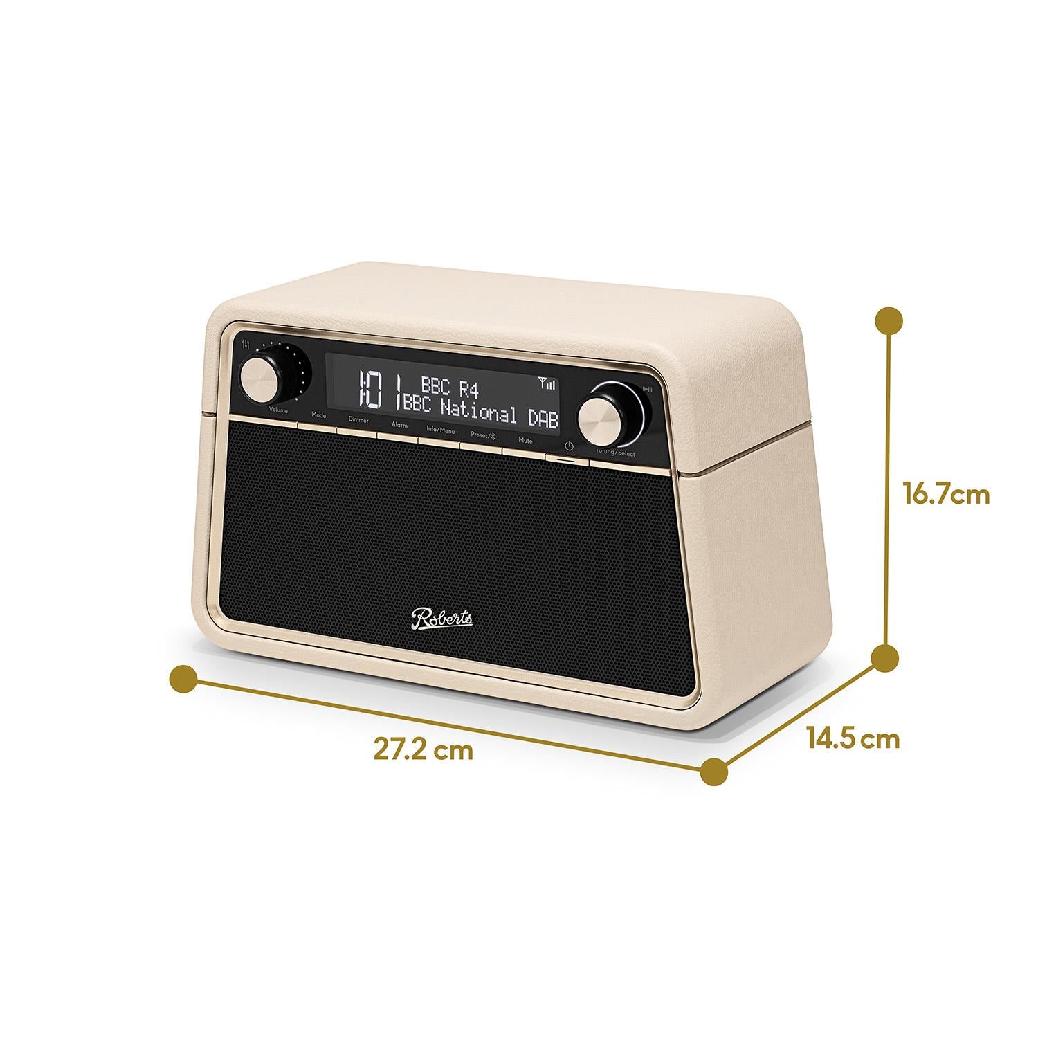 Roberts Reva Tabletop DAB Radio & Bluetooth Speaker in Pastel Cream Digital Radios Roberts