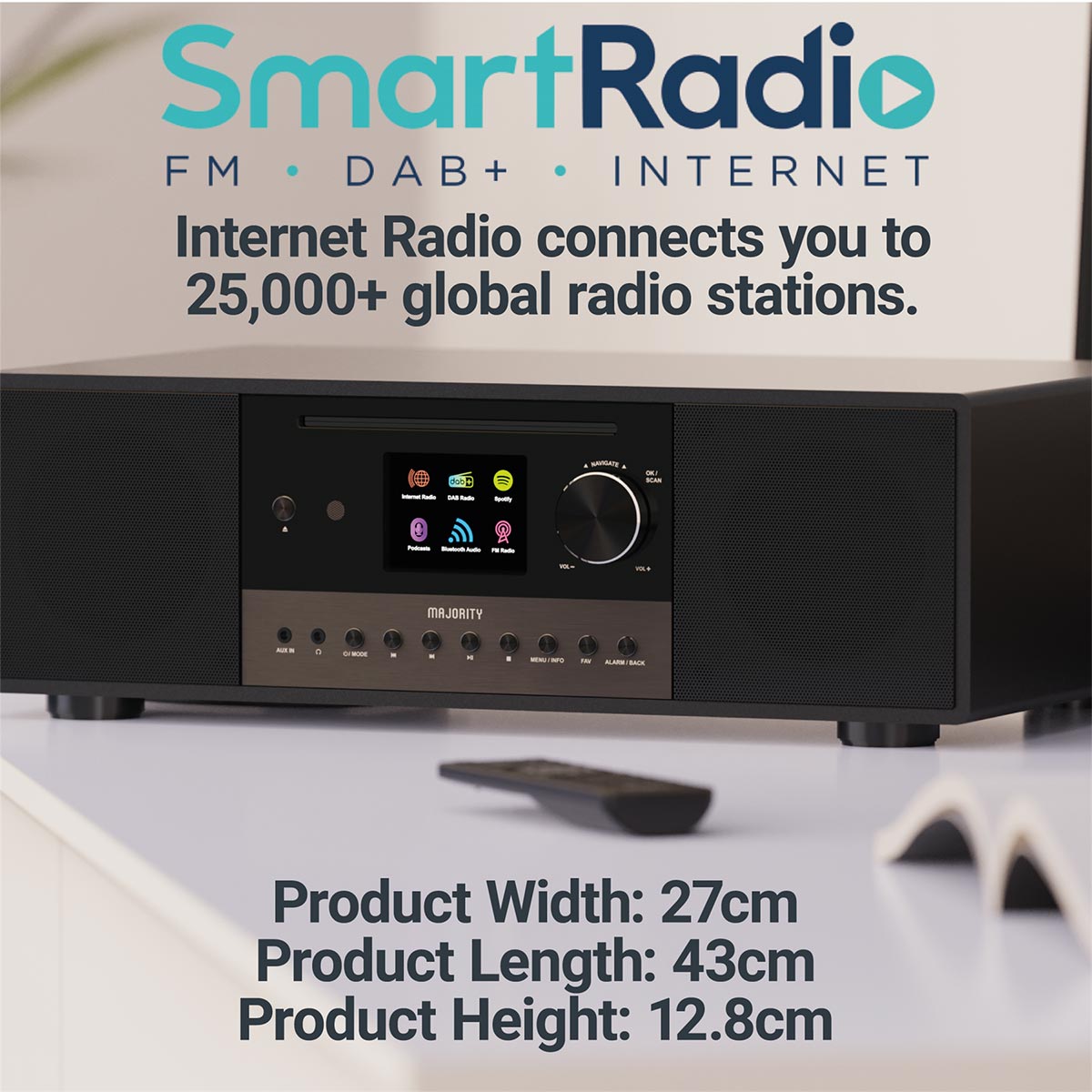 Majority Quadriga DAB+ Radio, Internet Radio, Spotify, Bluetooth, CD Player Digital Radios Majority