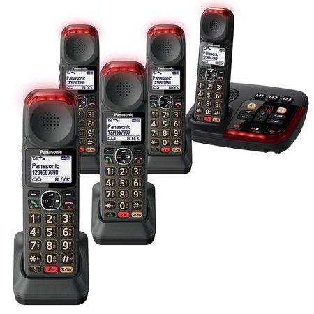 Panasonic KX-TGM425 Five Handset Big Button Cordless Phones Landline Phones Panasonic   