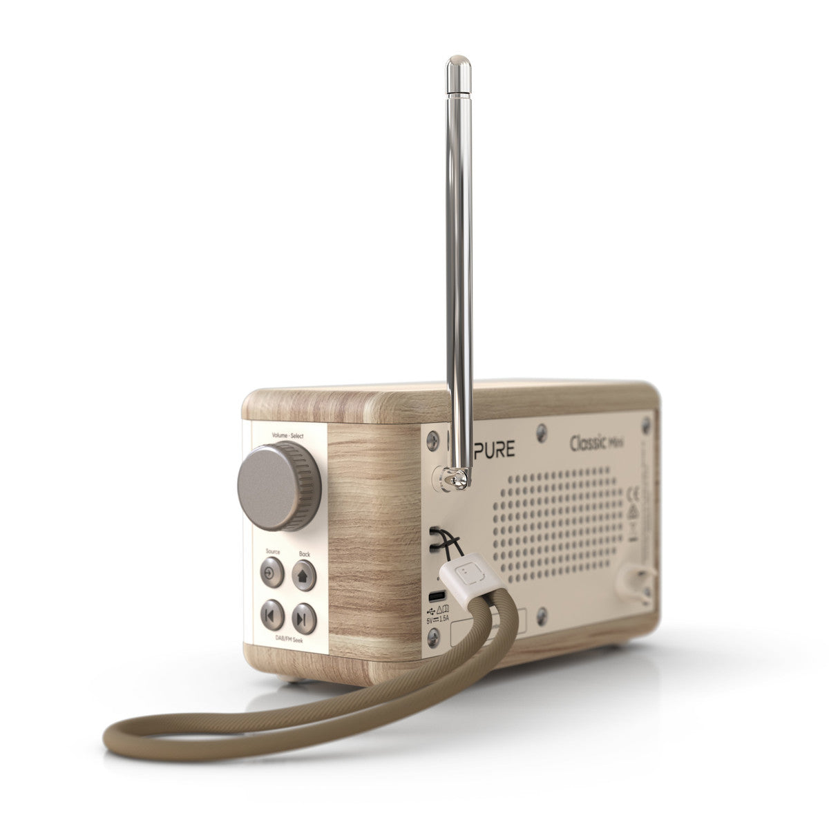 Pure Classic Mini, Cotton White/Oak Digital Radios Pure   