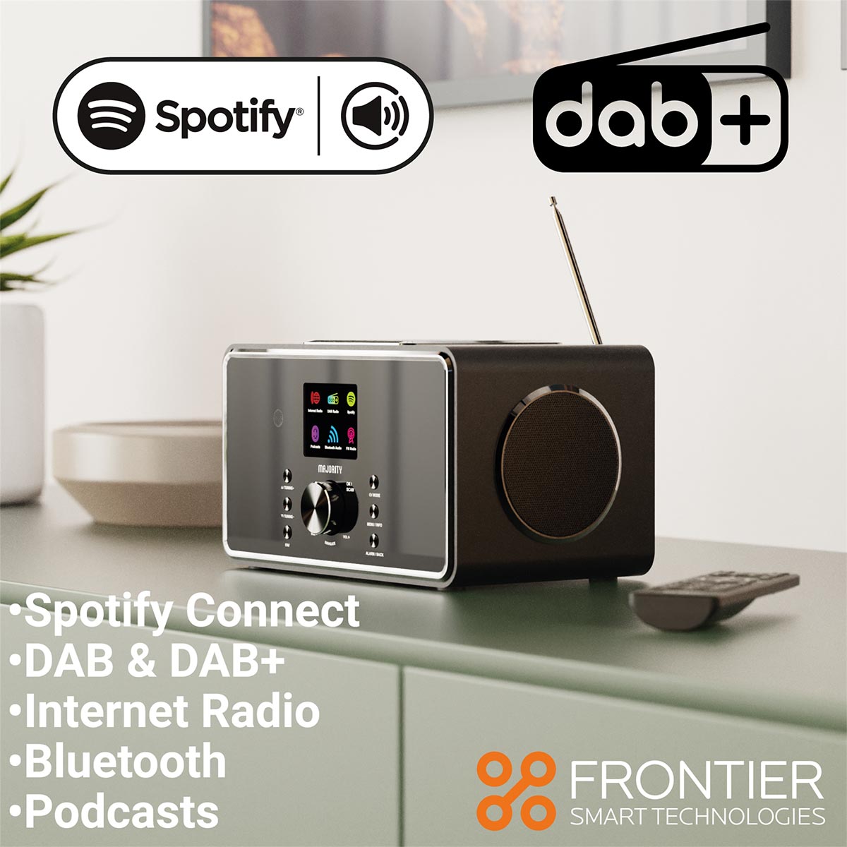 Majority Bard 4 inch Speakers Subwoofer DAB+ Internet Radio Spotify Bluetooth Black Digital Radios Majority