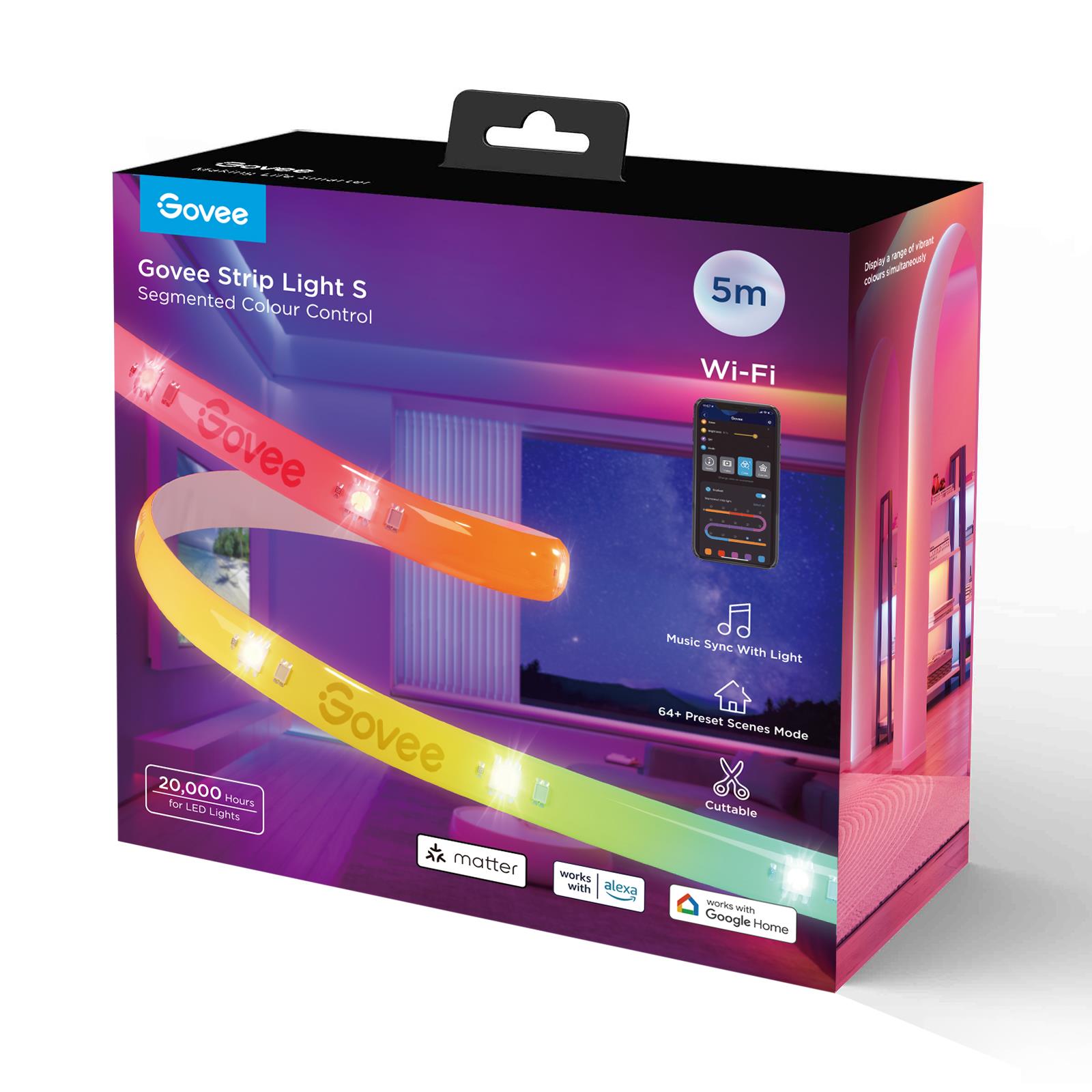 Govee RGBIC Wi-Fi + Bluetooth LED Strip Lights With Protective Coating (5M) Support Matter Govee