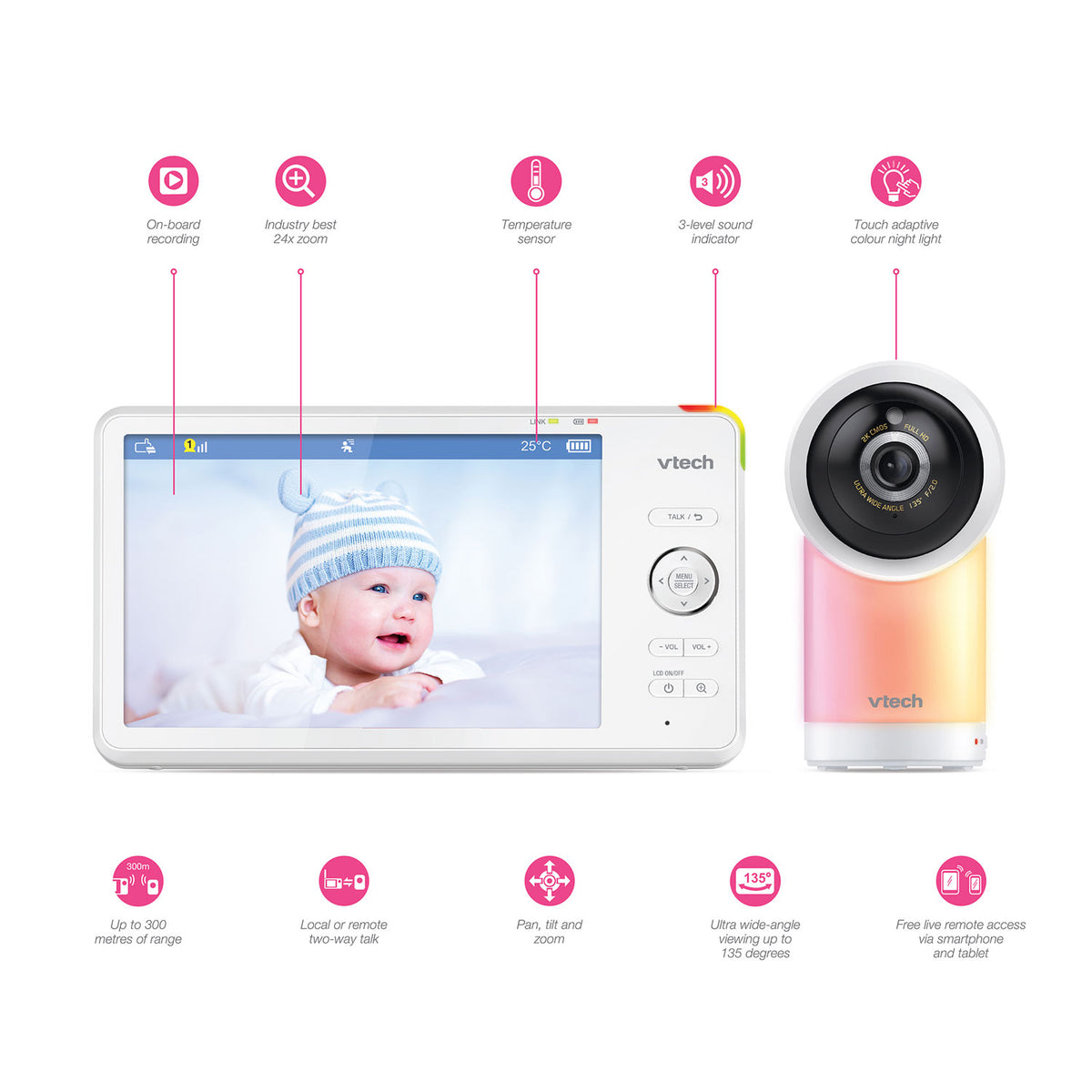 VTech RM7766HD 7" PTZ Smart Video Baby Monitor Baby Monitors VTech   