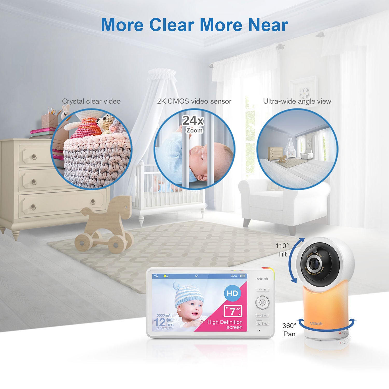 VTech RM7766HD 7" PTZ Smart Video Baby Monitor Baby Monitors VTech   