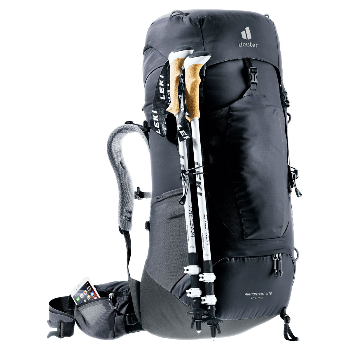 deuter Aircontact Lite 45 + 10 SL Backpack | Black Graphite Rucksacks & Backpacks deuter