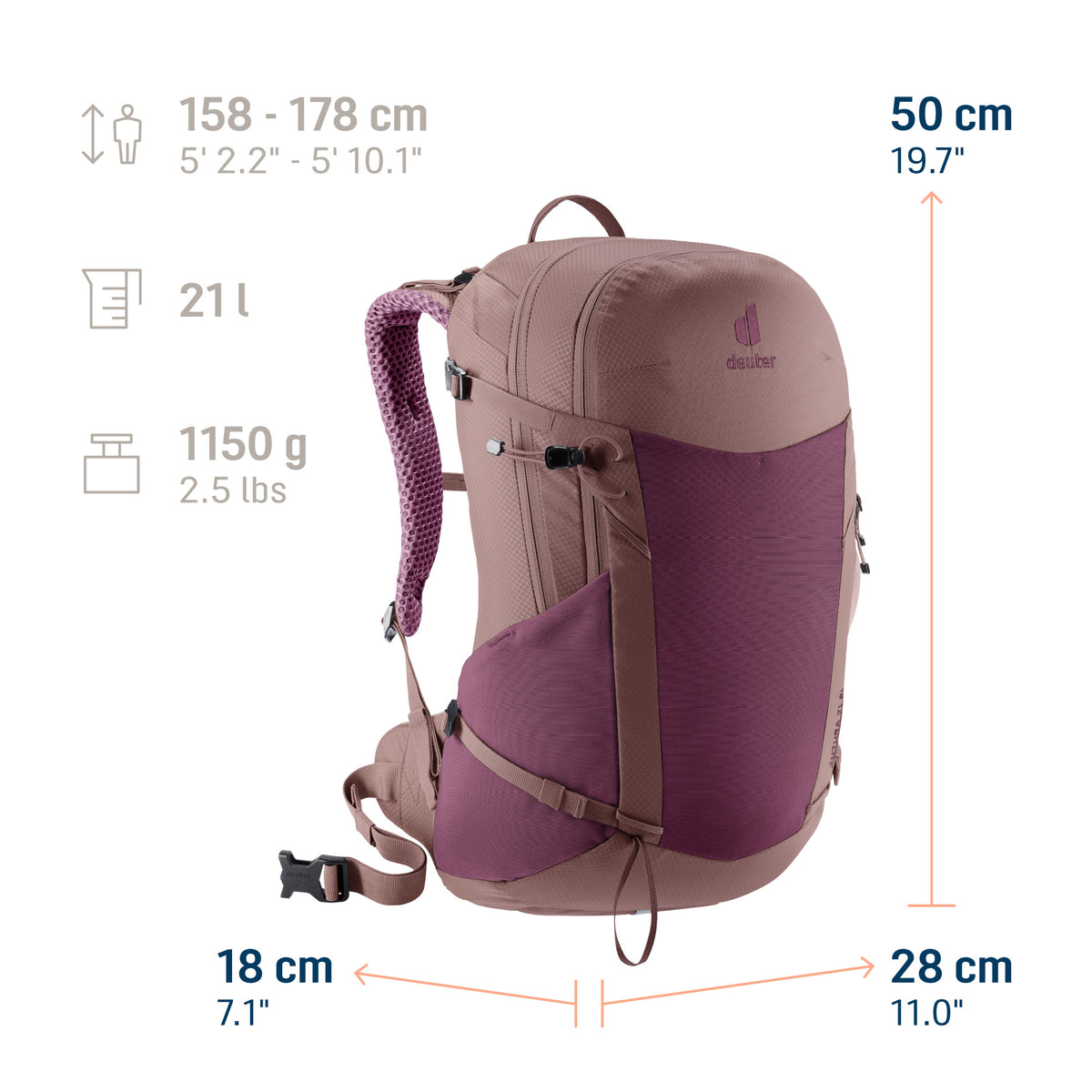 deuter Futura 21 SL Hiking Backpack | Cassis Ashrose Camping Accessories deuter