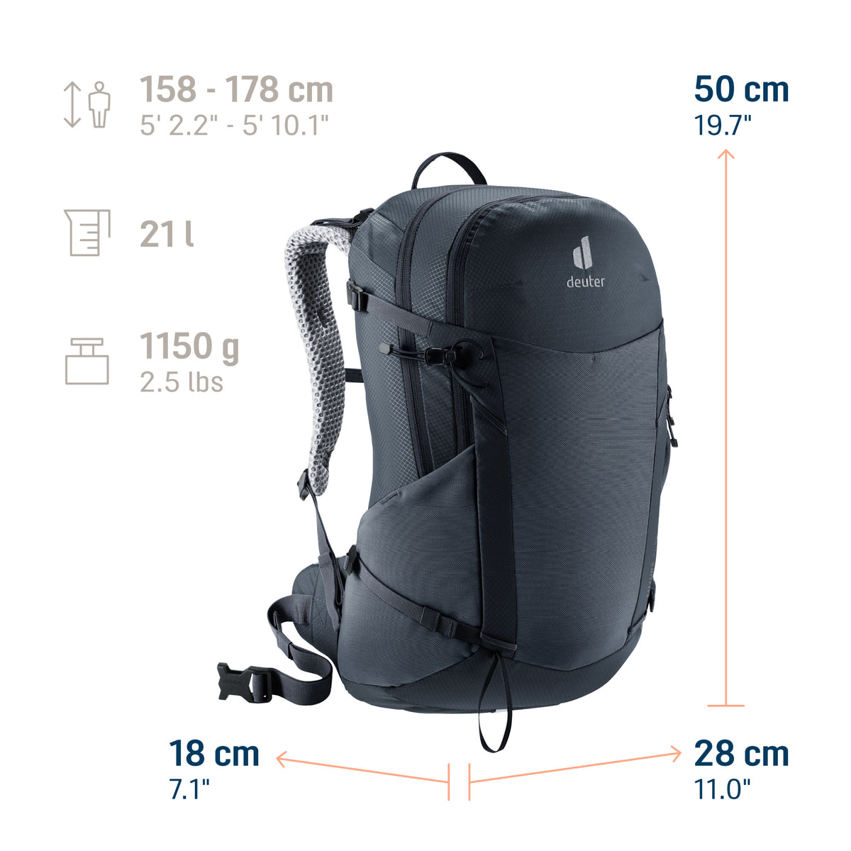 deuter Futura 21 SL Hiking Backpack | Black Camping Accessories deuter