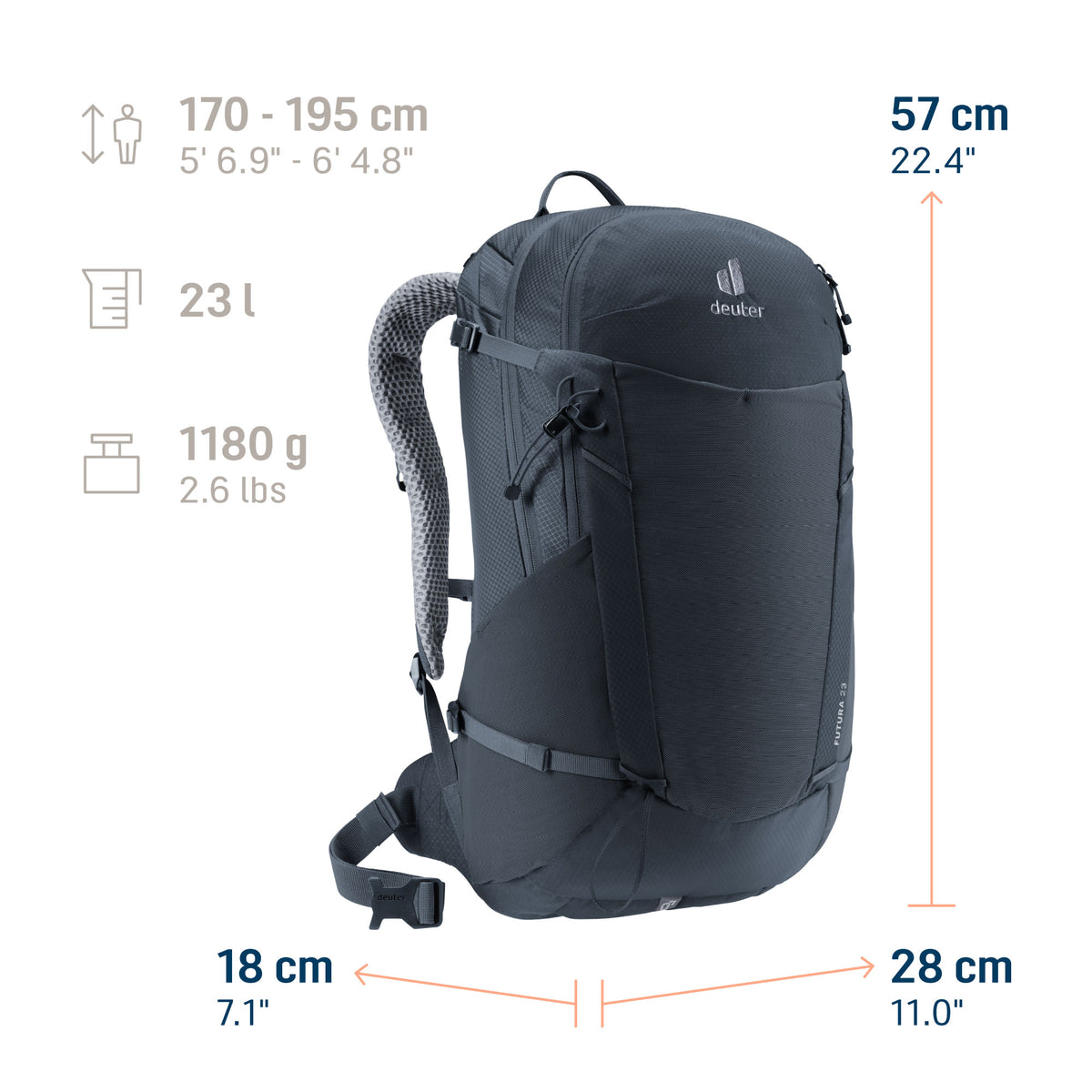 deuter Futura 23 Hiking Backpack | Black Rucksacks & Backpacks deuter