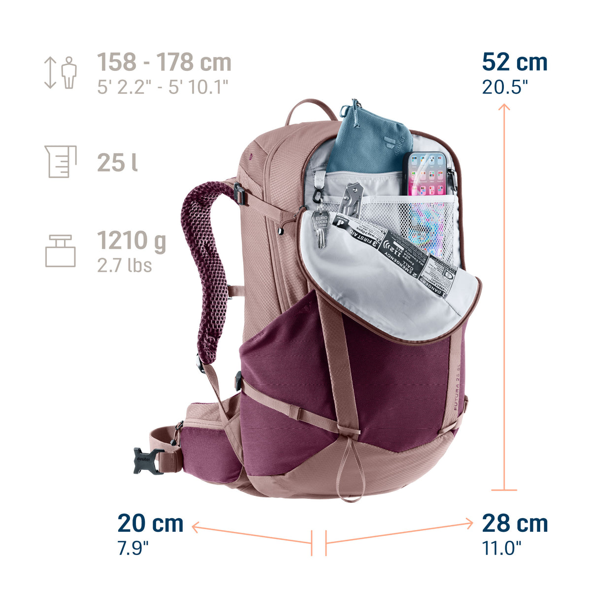 deuter Futura 25 SL Hiking Backpack | Cassis Ashrose Camping Accessories deuter