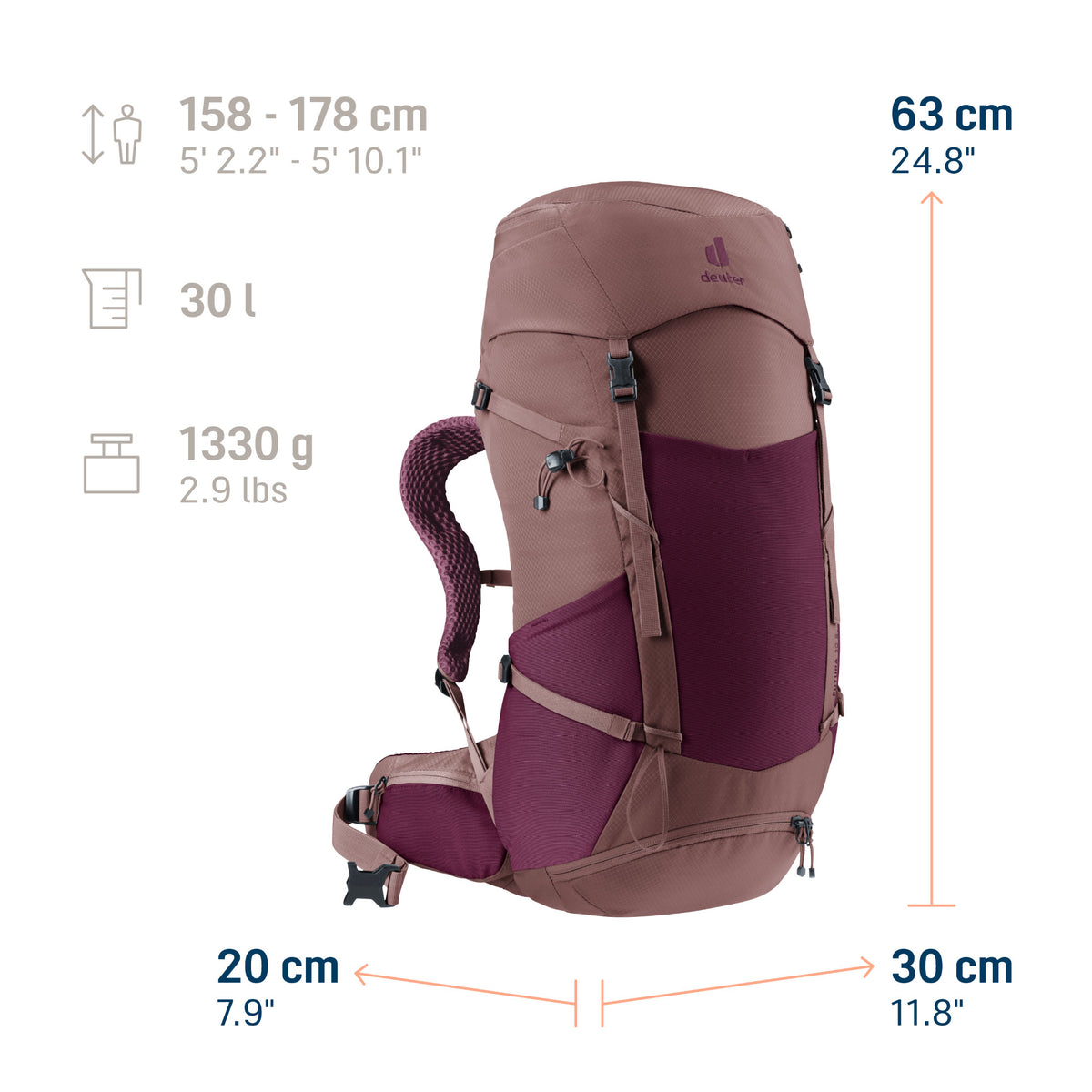 deuter Futura 30 SL Hiking Backpack | Cassis Ashrose Camping Accessories deuter